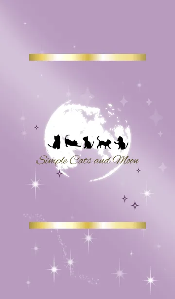 [LINE着せ替え] 紫 : 運気を引き寄せる満月と猫の画像1