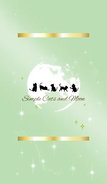 [LINE着せ替え] 青緑 : 運気を引き寄せる満月と猫の画像1