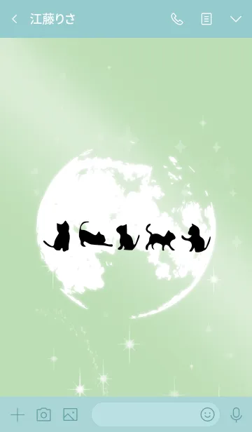 [LINE着せ替え] 青緑 : 運気を引き寄せる満月と猫の画像3
