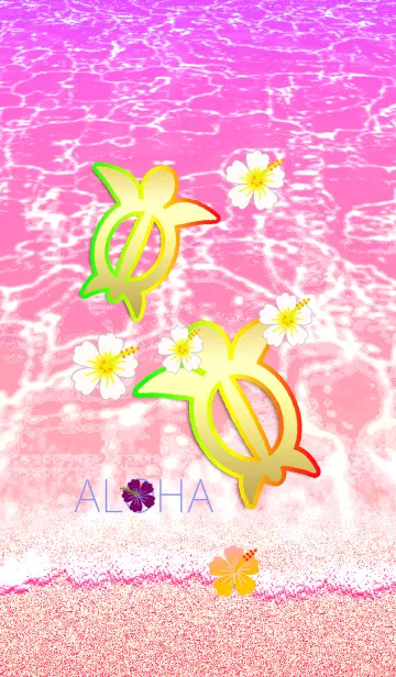 [LINE着せ替え] 幸運のホヌ*ハワイ＊ALOHA+80の画像1