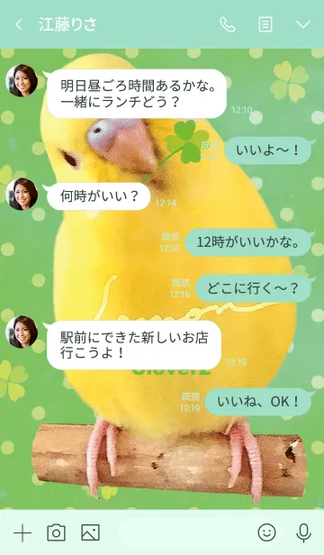 [LINE着せ替え] セキセイインコ レモン "四つ葉2"の画像4