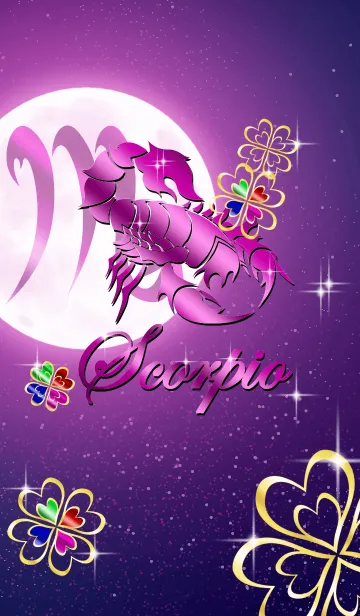 [LINE着せ替え] 12星座 -蠍座 四葉のクローバーと月-の画像1