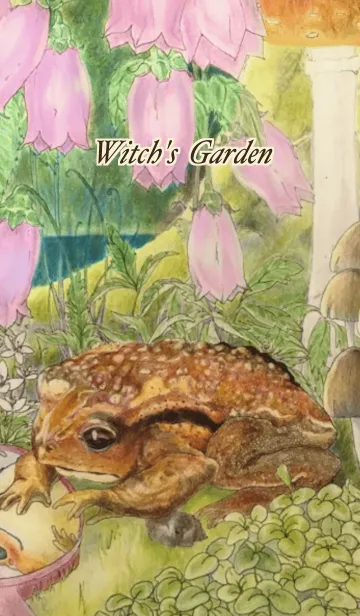 [LINE着せ替え] いっぱいきのことカエルの魔女の庭 #絵本の画像1