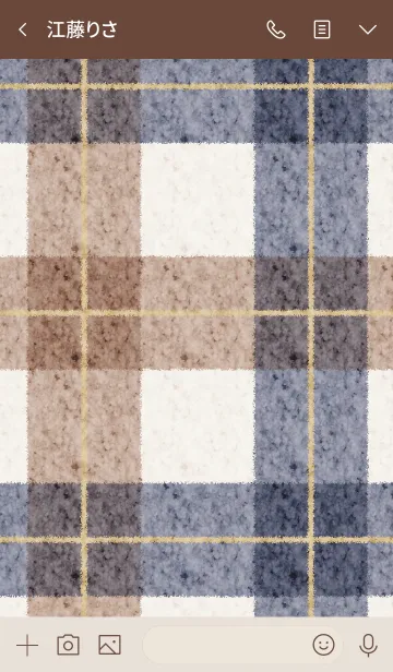 [LINE着せ替え] ブランケット チェック(ベージュ＆紺)の画像3