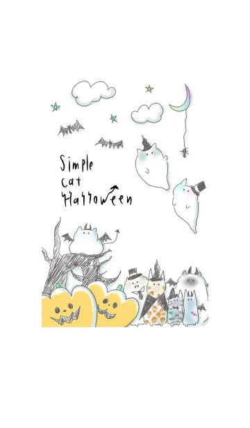 [LINE着せ替え] シンプル ねこ いっぱい ハロウィンの画像1