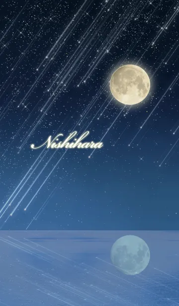 [LINE着せ替え] にしはら☆水面に映る月と流星群の画像1