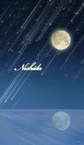 [LINE着せ替え] にしだ☆水面に映る月と流星群の画像1