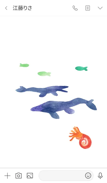 [LINE着せ替え] モササウルスとアンモナイト #水彩タッチの画像3