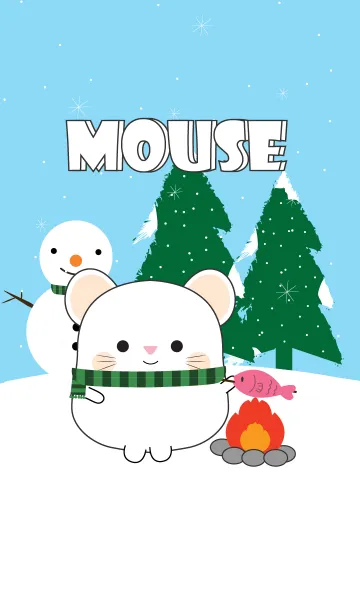 [LINE着せ替え] Winter White Mouse Theme (jp)の画像1