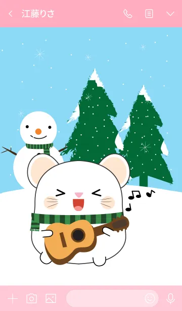 [LINE着せ替え] Winter White Mouse Theme (jp)の画像3