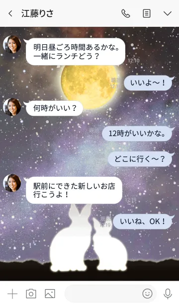 [LINE着せ替え] のぶえ☆月を見上げるウサギの画像4