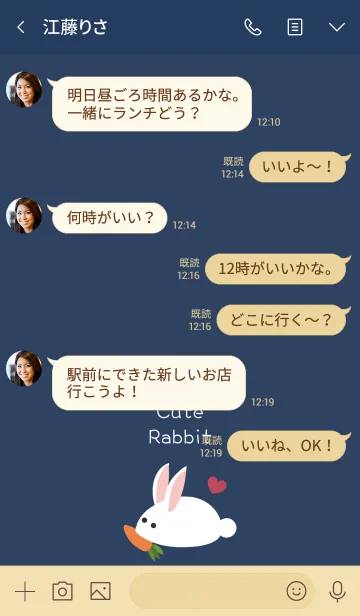 [LINE着せ替え] 丸うさぎの画像4