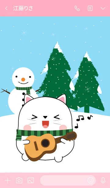 [LINE着せ替え] Winter White Cat Theme (jp)の画像3