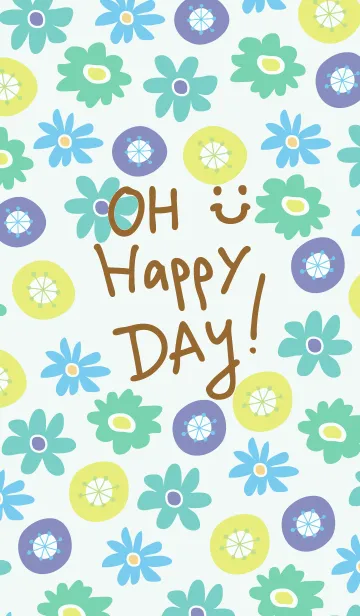 [LINE着せ替え] 北欧風お花青-スマイル23-の画像1