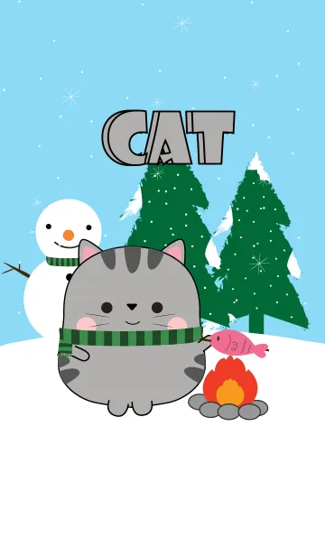 [LINE着せ替え] Winter Gray Cat Theme (jp)の画像1