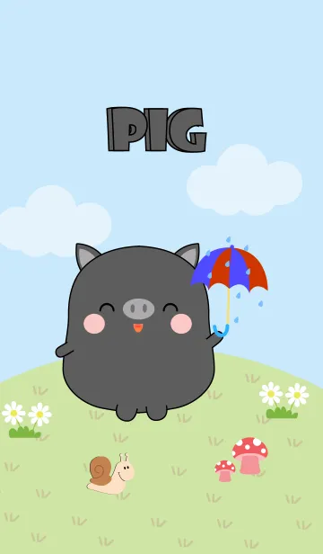 [LINE着せ替え] Love Cute Fat black pig Theme (jp)の画像1