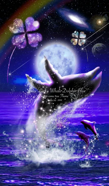 [LINE着せ替え] 運気上昇 Space Lucky Whale Dolphin Blueの画像1