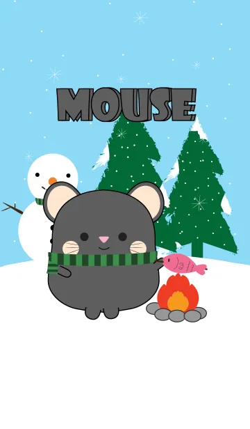 [LINE着せ替え] Winter Black Mouse Theme (jp)の画像1