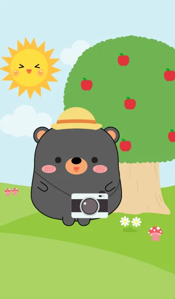 [LINE着せ替え] Fat black bear in Forest Theme (jp)の画像1