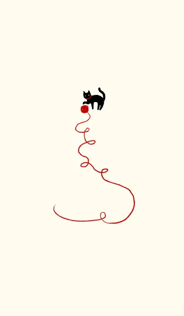 [LINE着せ替え] 黒猫と赤い毛糸の画像1
