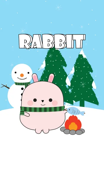 [LINE着せ替え] Winter Pink Rabbit Theme (jp)の画像1