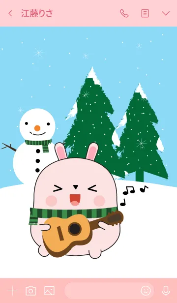 [LINE着せ替え] Winter Pink Rabbit Theme (jp)の画像3