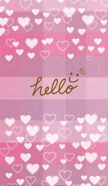 [LINE着せ替え] くすみピンクチェック-ハートスマイル28-の画像1