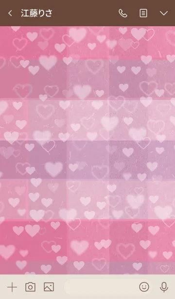 [LINE着せ替え] くすみピンクチェック-ハートスマイル28-の画像3