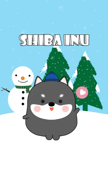 [LINE着せ替え] Winter Black Shiba Theme (jp)の画像1