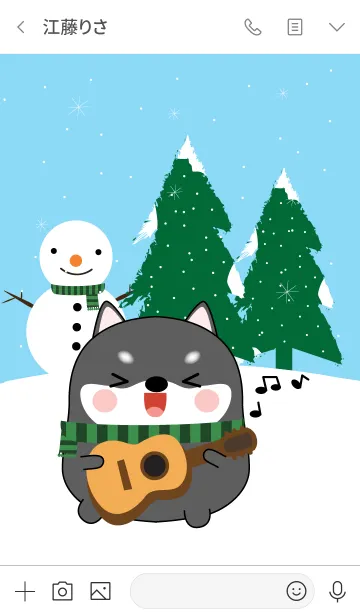 [LINE着せ替え] Winter Black Shiba Theme (jp)の画像3