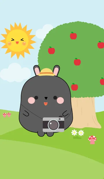 [LINE着せ替え] Fat Black Rabbit in Forest Theme (jp)の画像1