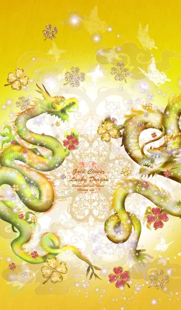 [LINE着せ替え] 運気上昇 Gold Clover Lucky Dragonの画像1