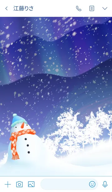 [LINE着せ替え] あさくら☆オーロラを眺める雪だるま☆冬の画像3