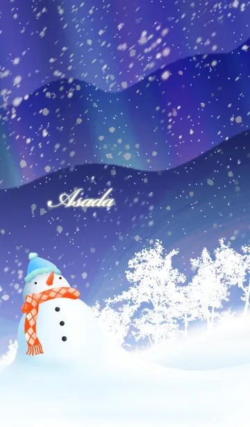 [LINE着せ替え] あさだ☆オーロラを眺める雪だるま☆冬の画像1