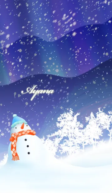 [LINE着せ替え] あやな☆オーロラを眺める雪だるま☆冬の画像1