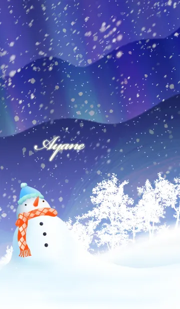 [LINE着せ替え] あやね☆オーロラを眺める雪だるま☆冬の画像1