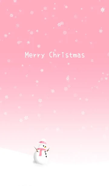 [LINE着せ替え] メリークリスマス、ピンクの雪だるまの画像1