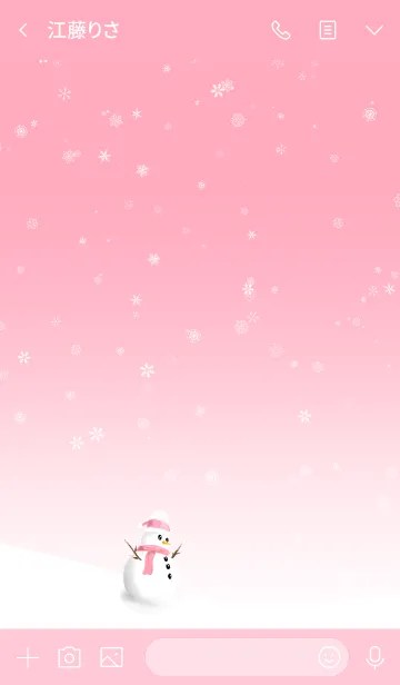 [LINE着せ替え] メリークリスマス、ピンクの雪だるまの画像3