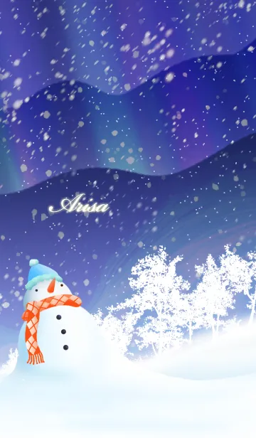 [LINE着せ替え] ありさ☆オーロラを眺める雪だるま☆冬の画像1