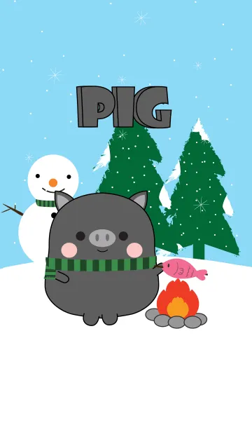 [LINE着せ替え] Winter black pig Theme (jp)の画像1