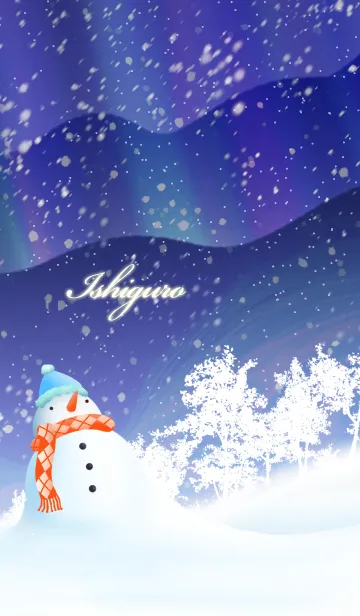 [LINE着せ替え] いしぐろ☆オーロラを眺める雪だるま☆冬の画像1