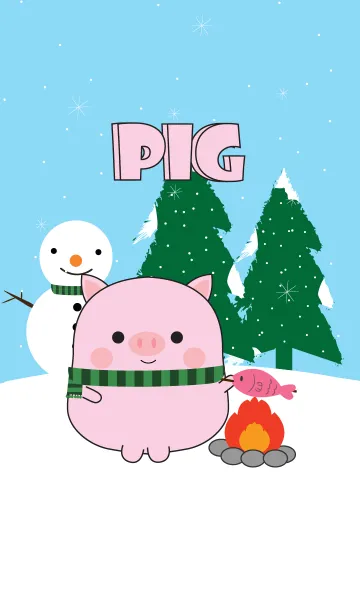 [LINE着せ替え] Winter Pink Pig Theme (jp)の画像1