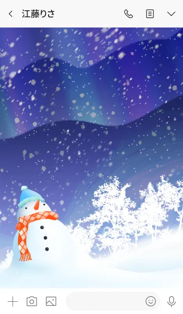 [LINE着せ替え] いわさ☆オーロラを眺める雪だるま☆冬の画像3