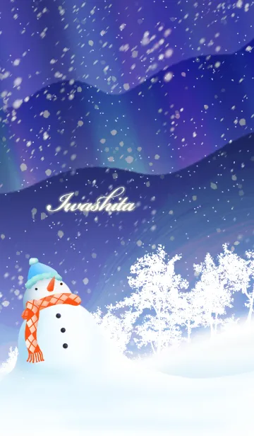 [LINE着せ替え] いわした☆オーロラを眺める雪だるま☆冬の画像1