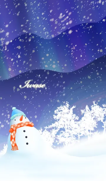 [LINE着せ替え] いわせ☆オーロラを眺める雪だるま☆冬の画像1