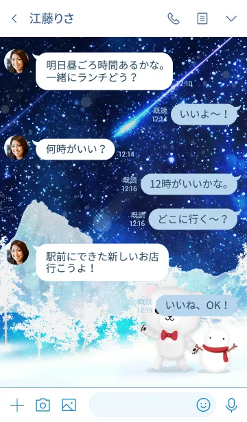 [LINE着せ替え] あこ☆大人可愛いシロクマ-冬の夜空-の画像4