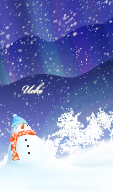 [LINE着せ替え] うえき☆オーロラを眺める雪だるま☆冬の画像1