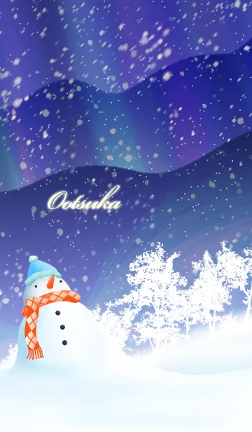 [LINE着せ替え] おおつか☆オーロラを眺める雪だるま☆冬の画像1