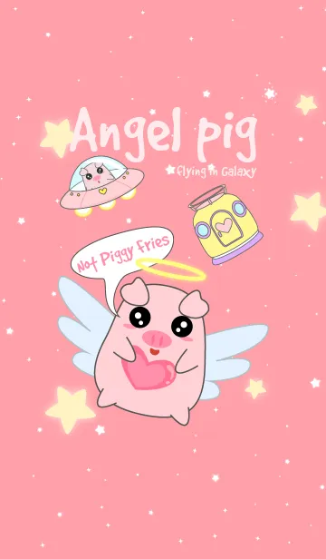 [LINE着せ替え] Angel pig flying in Galaxyの画像1