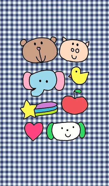 [LINE着せ替え] LILO FRIENDS THEME(navy check)の画像1